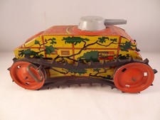 Ancien jouet mécanique Tank tôle litho années 30 style joustra Gunthermann SFA