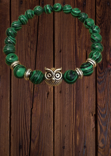 Bracelet malachite chouette - bracelet,