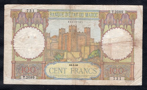 Maroc 100 francs - 100, 1946