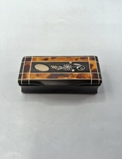 Boîte tabatière en corne à incrustation d’argent et nacre Napoléon III XIXème