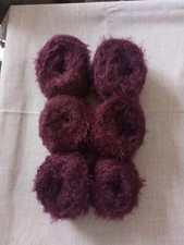 Lot de 6 Pelotes Fantaisies aspect poilu (Prune uni) - (560g)