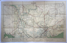 SAIGON PHNOM-PENH INDOCHINA 1937 LARGE ORIGINAL ROAD WALL MAP ON LINEN