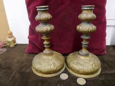 grosse paire bougeoirs cloches,bronze,Eole et dauphins,18ème,H 21cm,P 1,3kg pce