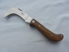 couteau serpette pliante Hérisson manche bois teck - longueur 15 cm