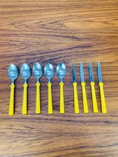 Couverts Ikea Grammatik vintage 5 cuillers à soupe + 4 couteaux, jaune