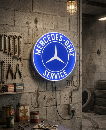 Mercedes sign light 3d - mercedes,
