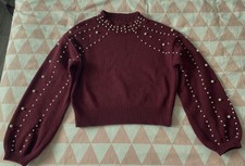 Pull femme en maille bordeaux