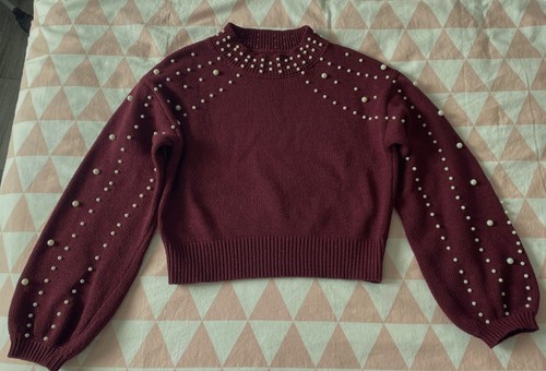 Pull femme maille - maille, bordeaux