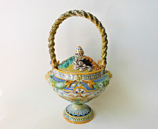 pot pourri panier en céramique italienne Cantagalli majolica ceramica Firenze