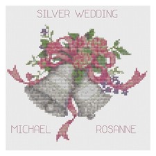 Point de Croix Mariage Anniversaire Kit Échantillon Ou Motif, Florashell, Argent