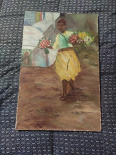 tableau ancien huile sur toile orientaliste personnage enfant