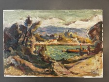 Tableau peinture ancienne paysage breton, Robert Fleurent 1945