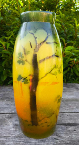 Vase verre peint - en,