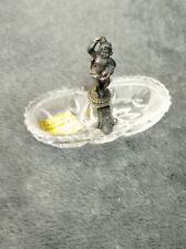 Saleron ancien en cristal véritable et métal – style angelot – France