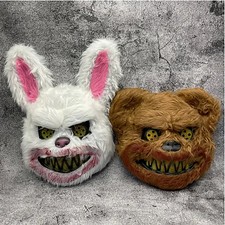 2pcs Masque Animal Effrayant Halloween Lapin Ours Cosplay Déguisement