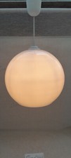 LUSTRE SUSPENSIOIN GROSSE BOULE 30 cm  BLANCHE VERRE CIRCA 1980