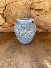 Ancien VASE en verre de Clichy début XXème Bleu moucheté