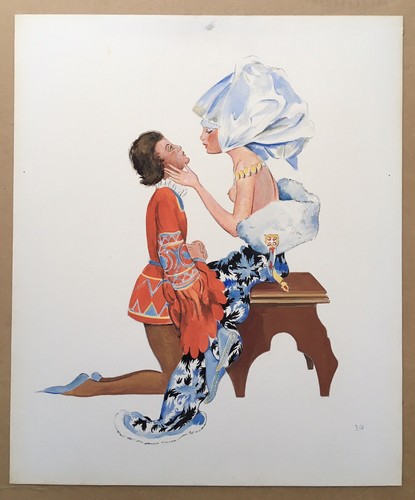 Gouache scène érotique style - érotique,