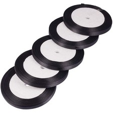 Ruban satin double face noir 6mm x 25 m