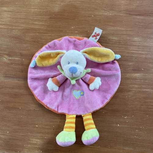 Doudou plat rond - plat, lapin