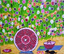 mélanie carrouër art naïf  " petite sieste dans les dune "