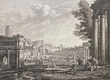 Rome Campo Vaccino Italie gravure Burin après Claude le Lorrain graveur Bovinet