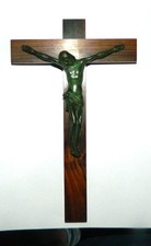 superbe crucifix mural en palissante et bronze début 1900
