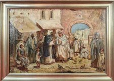 MARCHANDS ARABES. HUILE SUR