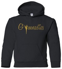 Gymnastics Gold Script Youth Hoodie Sweatshirt Gymnast Pride Gift