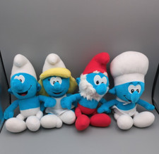 Lot 4 Peluches dont Grand Schtroumpf, Schtroumpfette, Smurf, Plush Doudou 2016