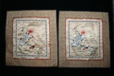 Chine, 2 napperons en soie