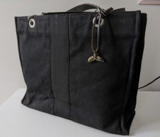 Petit sac cabas Jérôme Gruet noir en toile, 2 anses en cuir, TBE