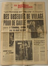 Journal la Nouvelle République du lendemain du décès du Général De Gaulle