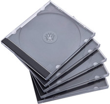 10.4 mm Standard Single Clear CD Jewel Case with Assembled Black Tray, 50 Pack