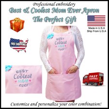 Mother's Day Gift Best & Coolest Mom Ever Personalized Embroidery Apron Gift !!