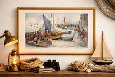 Aquarelle portuaire 39×54 cm