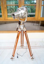 Lampe Hollywood trépied en bois design marin projecteur nautique décoratif floo