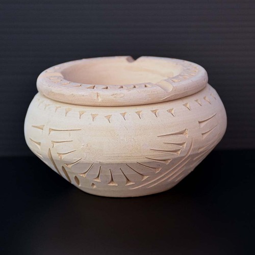 Cendrier terre cuite beige