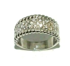 Bague En Or Blanc 9 Ct Unisexe/Femme/Homme Avec Des Pierres Claires, Taille UK M