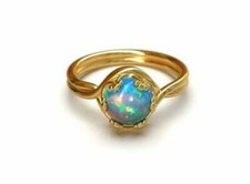 14K Or Opale Fiançailles Bague Bague 1 CT Haute Qualité Bleu Feu Opale