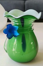 Vase boule Floral Murano col colerette, en verre d Art. Motif Floral En Relief