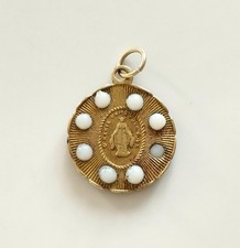 mama-estelle Ancienne Médaille VIERGE Marie Gouttes de Verre et Métal