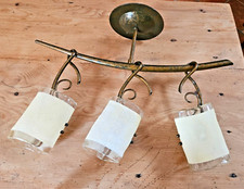 ANNEES 60 PLAFONNIER  PAUL NEUHAUS PATE DE VERRE GRANITE TUBULURES ACIER ROUILLE