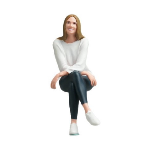 Figurine femme assise peint - femme,