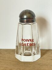 Salière ancienne Poivre Cérébos Verre & Métal argenté Sel - Publicitaire Pub