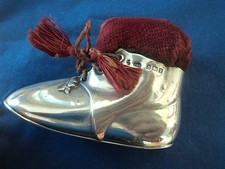 Superbe Grand Argent Sterling Chaussure / Botte Broche Coussin H/M 1920 Levi &