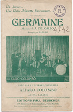 Partition acc pian 1937 - Germaine, valse musette (COLOMBO ALFARO) - Tampon WW2