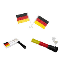 Pack Mobilité Supporter Allemagne - Drapeaux Voiture + Crécelle + Corne