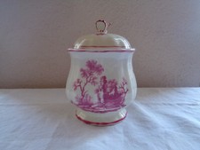 RAVISSSANT SUCRIER EN FAÏENCE DE GIEN, MODÈLE PAYSAGES ROSES