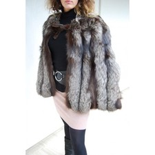 Manteau Cape Fourrure Renard Argenté Taille 42  44